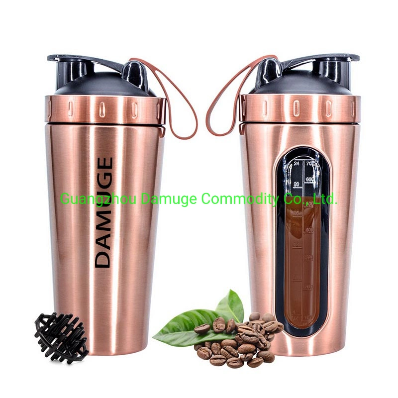 Damuge Stainless Steel Insulated Shaker Bottle with Storage Box, Stainless Steel Shaker 700ml with Silicone Handle