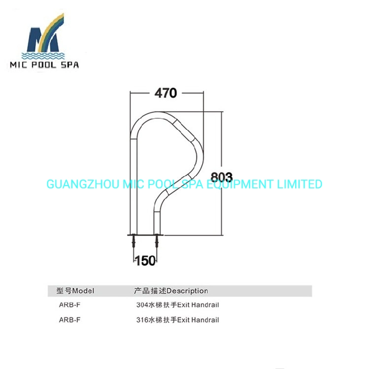 Strong and Not Easy to Rust Stainless Steel Swimming Pool Handrail, Swimming Pool Equipment