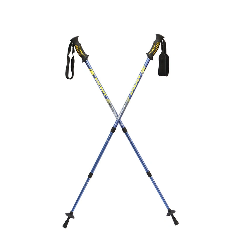 Portable Trekking Poles Telescopic Folding Straight Handle 3-Section Walking Stick Hiking Crutches Walking Stick