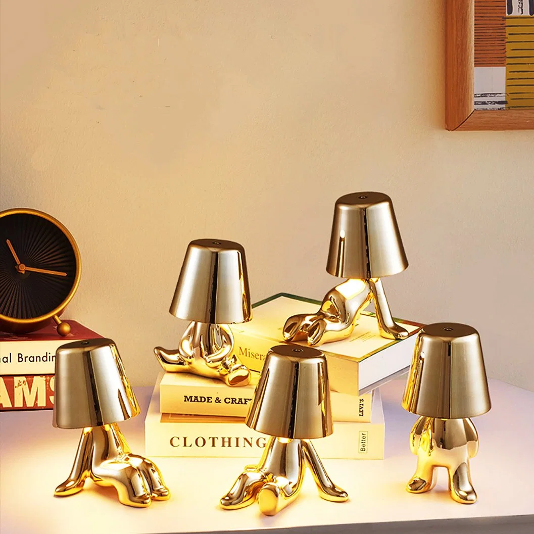 Rechargeable Mini Creative Metal Shell Thinker Cute Shape Lamps