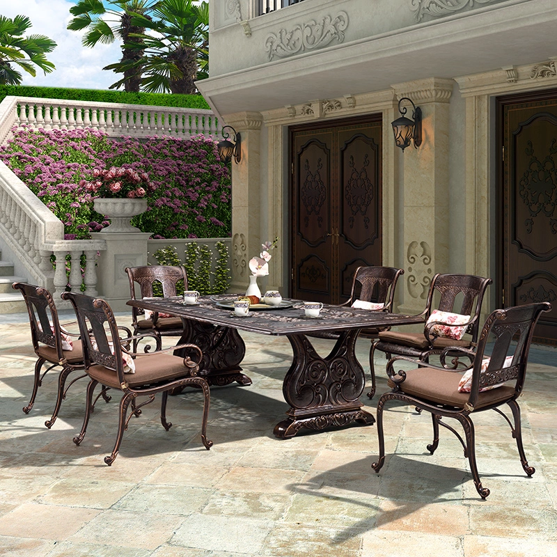 4 Seaters Outdoor Garden Patio Furniture Luxury Conversation Set Cast Aluminum with Round Table