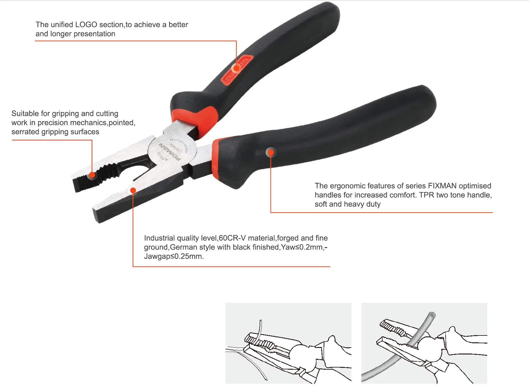 Fixman Industry Range Hand Tool Combination Pliers