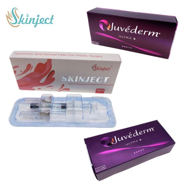 Mejor calidad de aprobación CE multa Facial antienvejecimiento 2ml de ácido hialurónico inyectable Inyección Cross-Linked rellenos dérmicos de hectáreas para el reborde