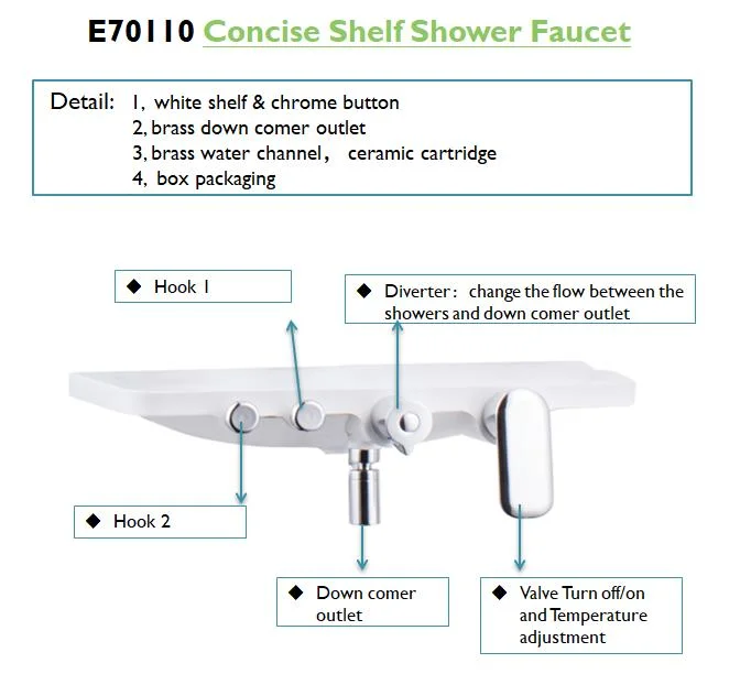 Easy Select Dusche Tablet Dusche Wasserhahn moderner Stil für exponierte Installation Renovierung Sanitärkeramik für 3 Funktionen E70310, Messing divergierenden drei-Wege-Ventil