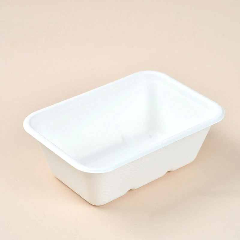 750 ml papel desechable Takeaway biodegradable Caja de bagazo de caña de azúcar