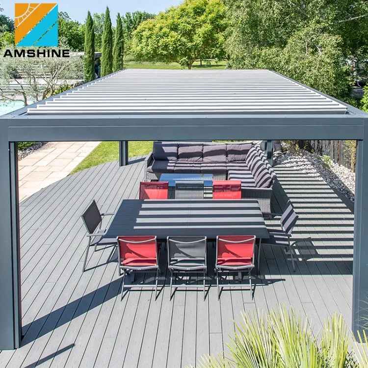 OEM / ODM Elektrisches Aluminium Pergola Wasserdicht Outdoor Sonnenschirm Pavillon