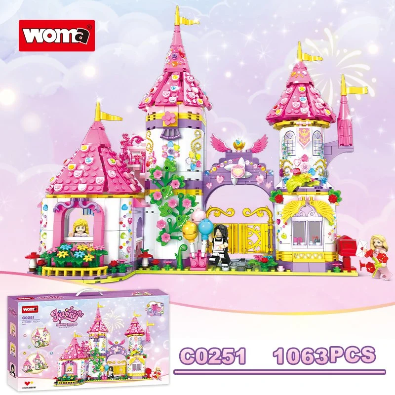 Juguete Woma C0251 para niños estudiantes educativos de la habitación rosa de la casa de las princesas príncipes del palacio del castillo, modelo de bloques de construcción de ladrillos. Juguete al por mayor.