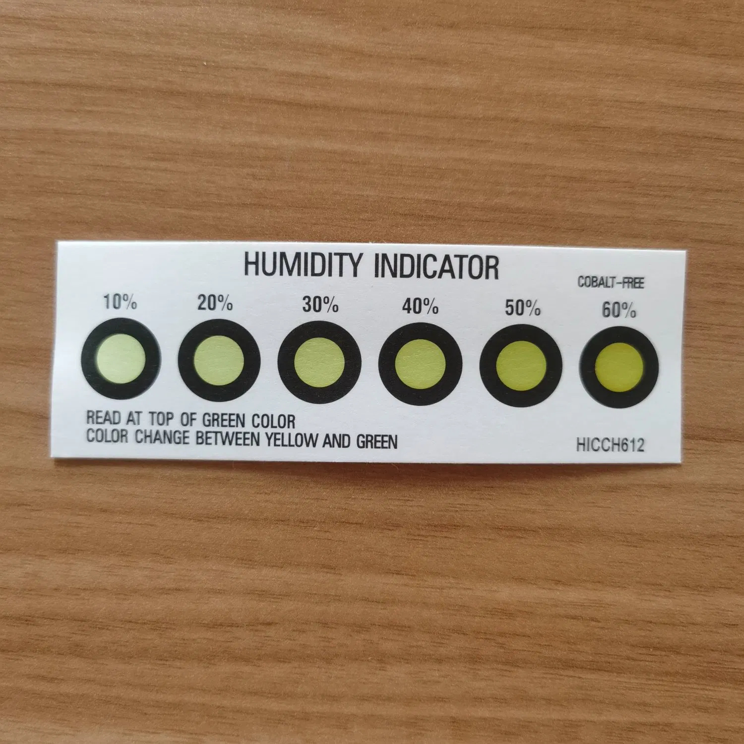 6 Spots Sulfur Free Paper Humidity Indicator Without Cobalt and Halogen (10%-60%, yellow to green)