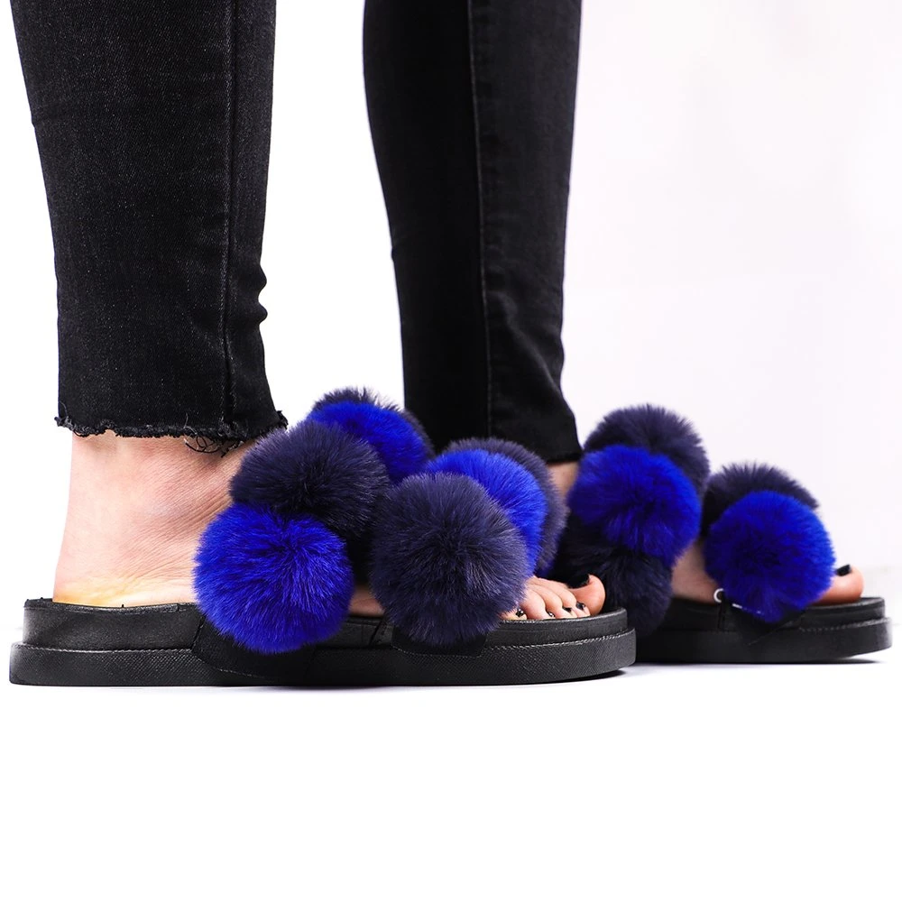 2021 Mujeres zapatos Dama de la Casa Hogar interior dormitorio cálido invierno Fox Faux Fur Furry Fuzzy zapatos suaves peluches de 30 colores