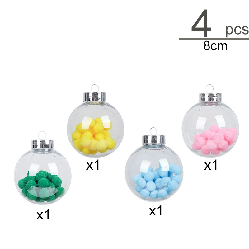 2023 Ready to Ship Transparent Colorful Christmas Transparent Plastic Hanging Ball