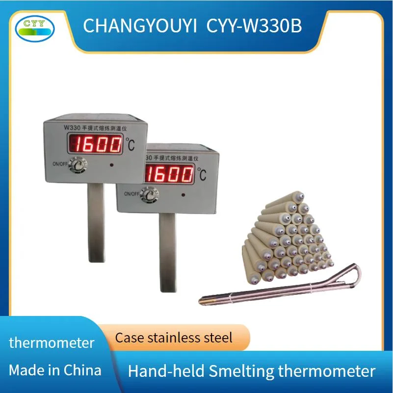 Stainless Steel Hand-Held Liquid Iron Thermometer for Measuring Molten Metal Temperature