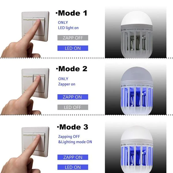 Los rayos UV E27 220V 15W Bombilla LED Lámpara de Asesino de mosquitos 2 en 1 de la trampa de los mosquitos insecto asesino Bombilla volar Matamoscas luz nocturna para el bebé