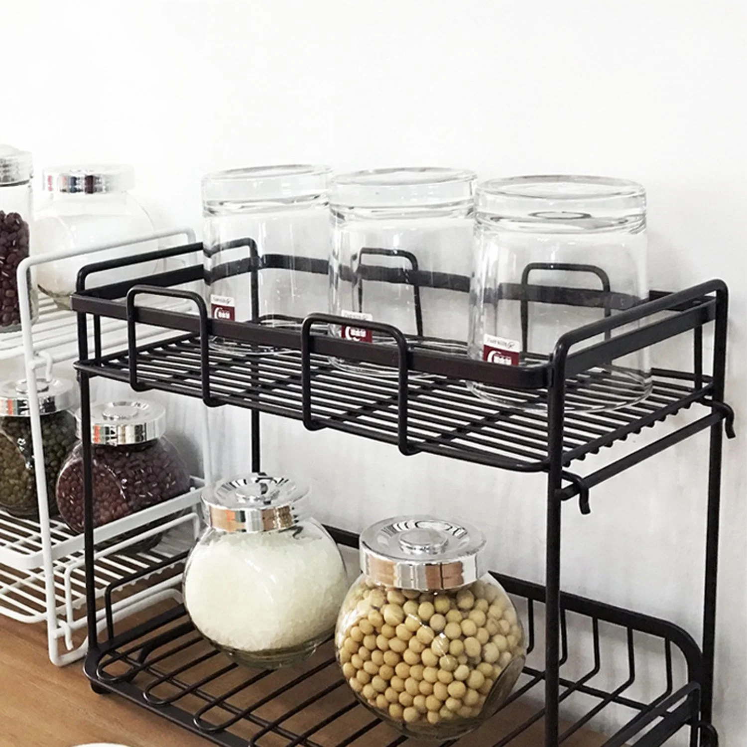 Kitchen Counter-Top or Wall Mount Spice Rack Jars Storage Organizer Spice Racks