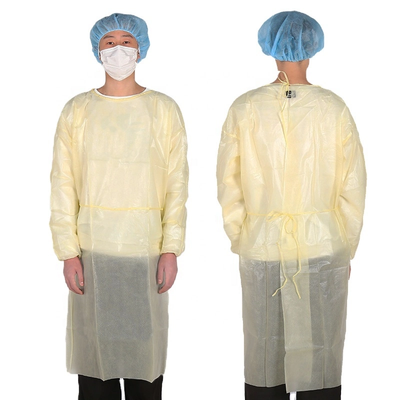 Disposable Protective Non Woven PP Isolation Gown with Knitted Cuff