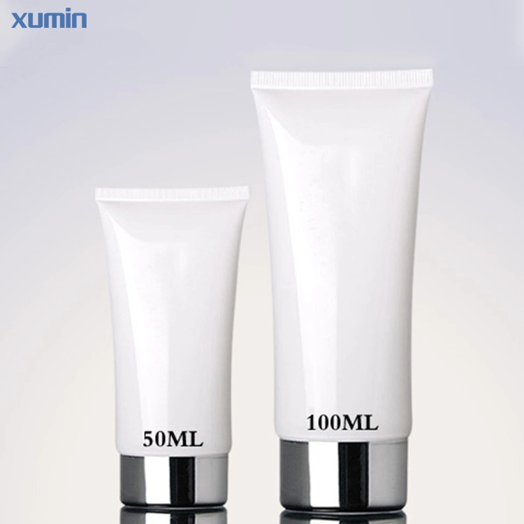 Luxury 50ml 100ml Sliver Cap White Plastic Cosmetic Tube Eye Cream Cosmetic Packaging