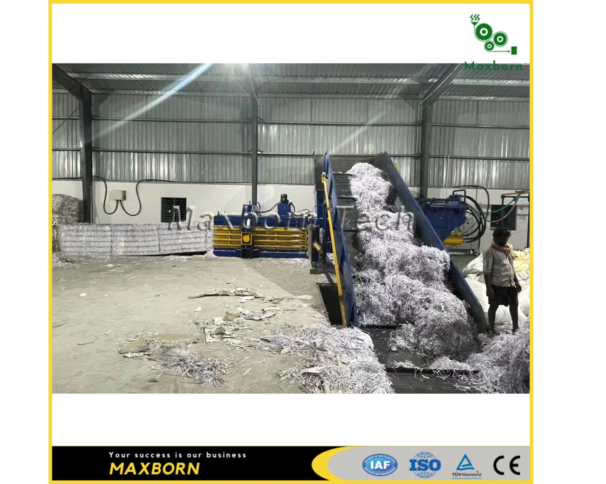 Maxborn Factory Direct Supply Price Hydraulic Horizontal Packing Machine Occ Paper Scrap Carton Cardboard Baling Press Equipment with Conveyor System