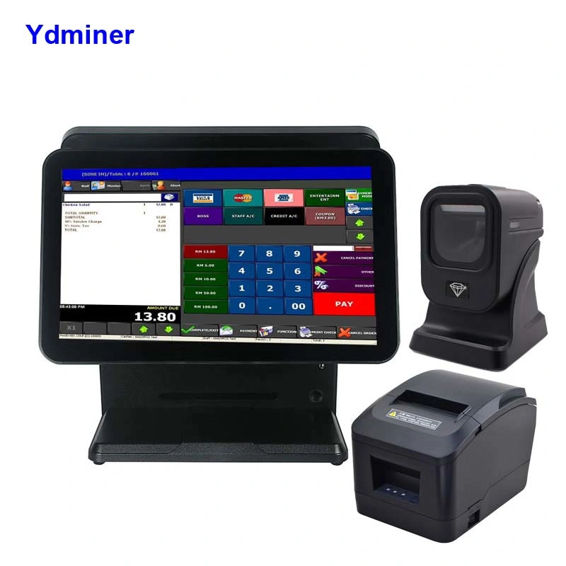 Cr001 Restaurant Touchscreen 15 Zoll Android POS-System mit Zwei Bildschirme