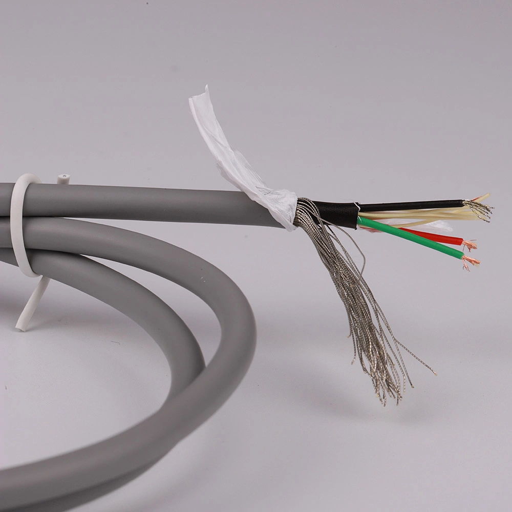 Cable blindado de 4 núcleos con capa conductora para bajo triboeléctrico Ruido cada cable 24 AWG TPU chaqueta brillante