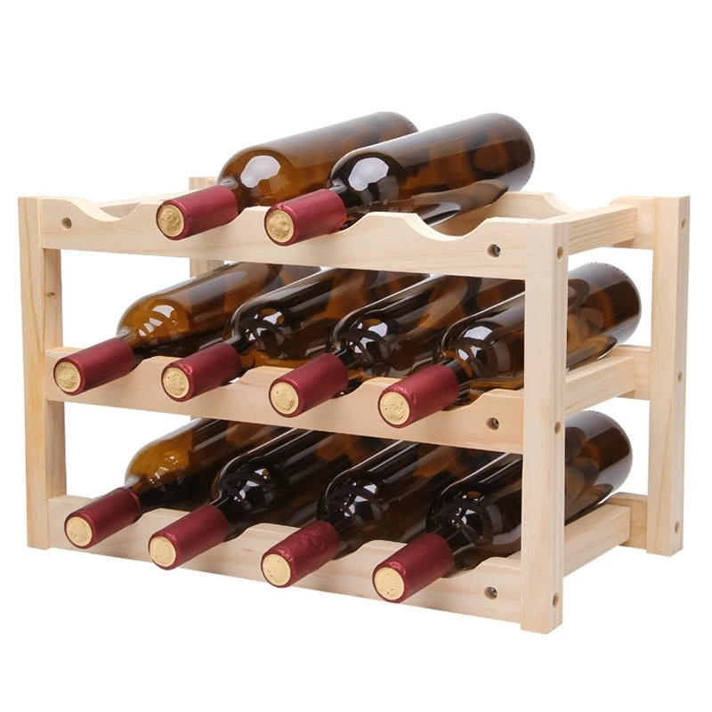 3 Tier Sturdy and Durable Wooden Wine Rack Wine Storage Cabinet Shelf