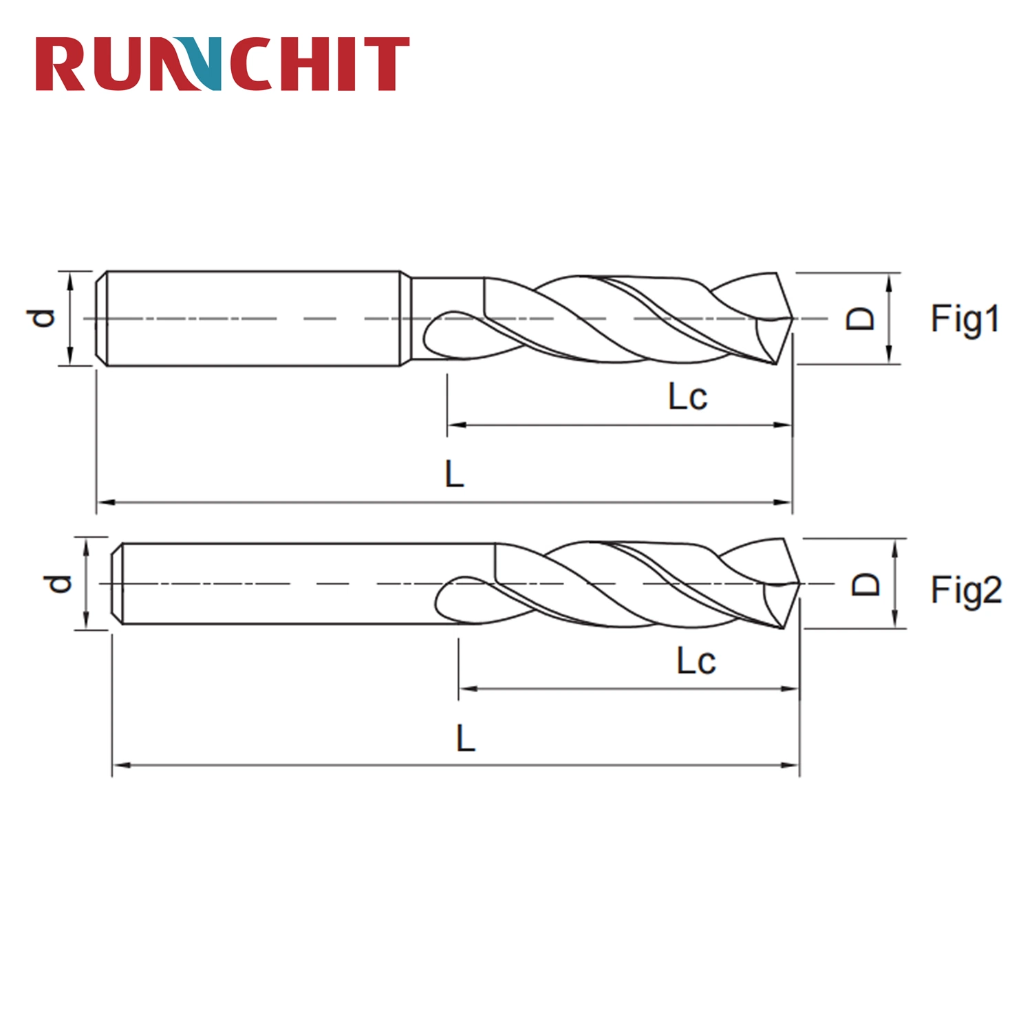 Brocas de carburo de tungsteno Runchit para acero endurecido externas / taladro de carburo sólido interno (NHB118)