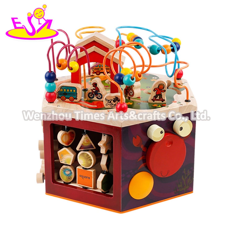 New Design Six Sided Large Educational Wooden Activity Cube Toy for Children W11b160