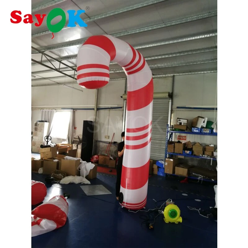 Sayok 2.5-3.5m Customized High Inflatable Candy Cane Outdoor Candy Cane Decorations for Christmas Party Stage Decor