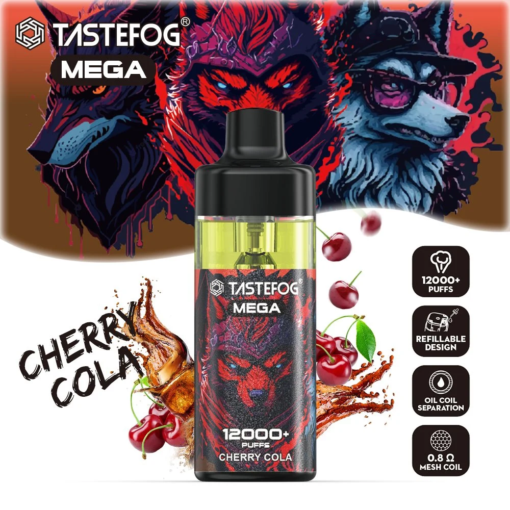 Nouvelle arrivée Tastebrug Mega 12000+ Puffs Chine Manufacture Vape jetable Flux d'air réglable Randm Tornado rechargeable Vape avec lampe de poche à LED