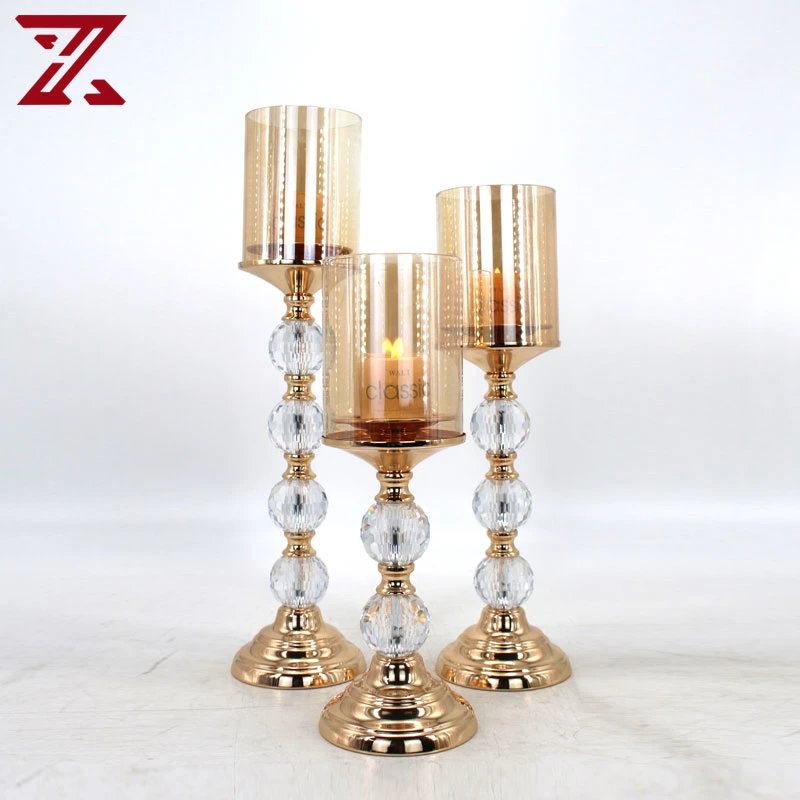 Promotion Gift Metal Pedestal Candlestick Wedding Hotel Craft Gold Candle Holder