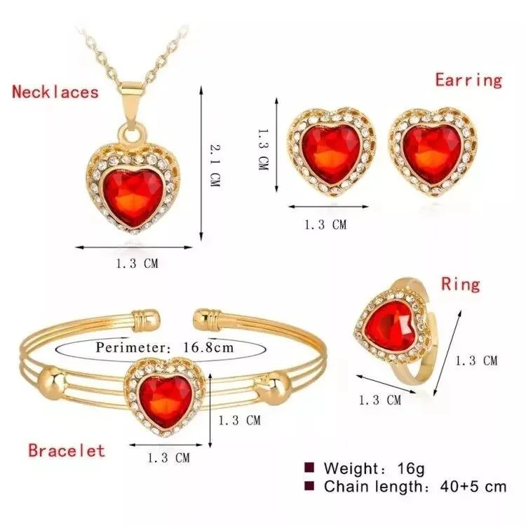 Wholesale/Supplier Heart Shape Crystal Drop Pendant Necklace Earrings and Rings Wedding Jewelry