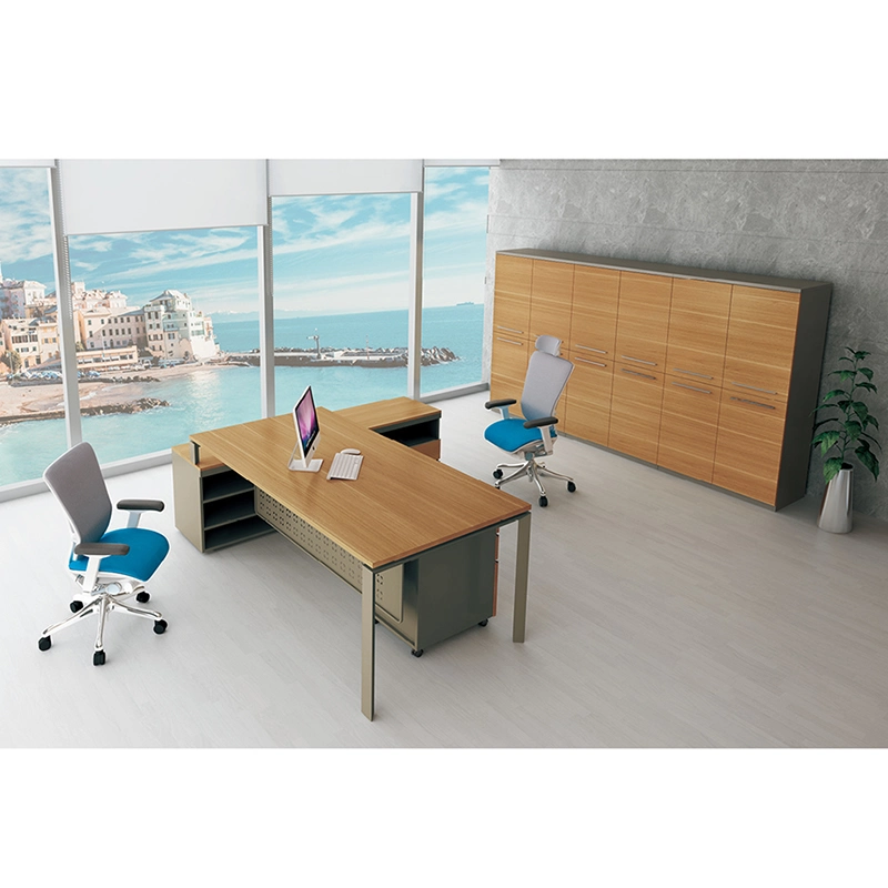 Modular Wooden 2 Person Office Workstation with High Cabinet (H20-0256)