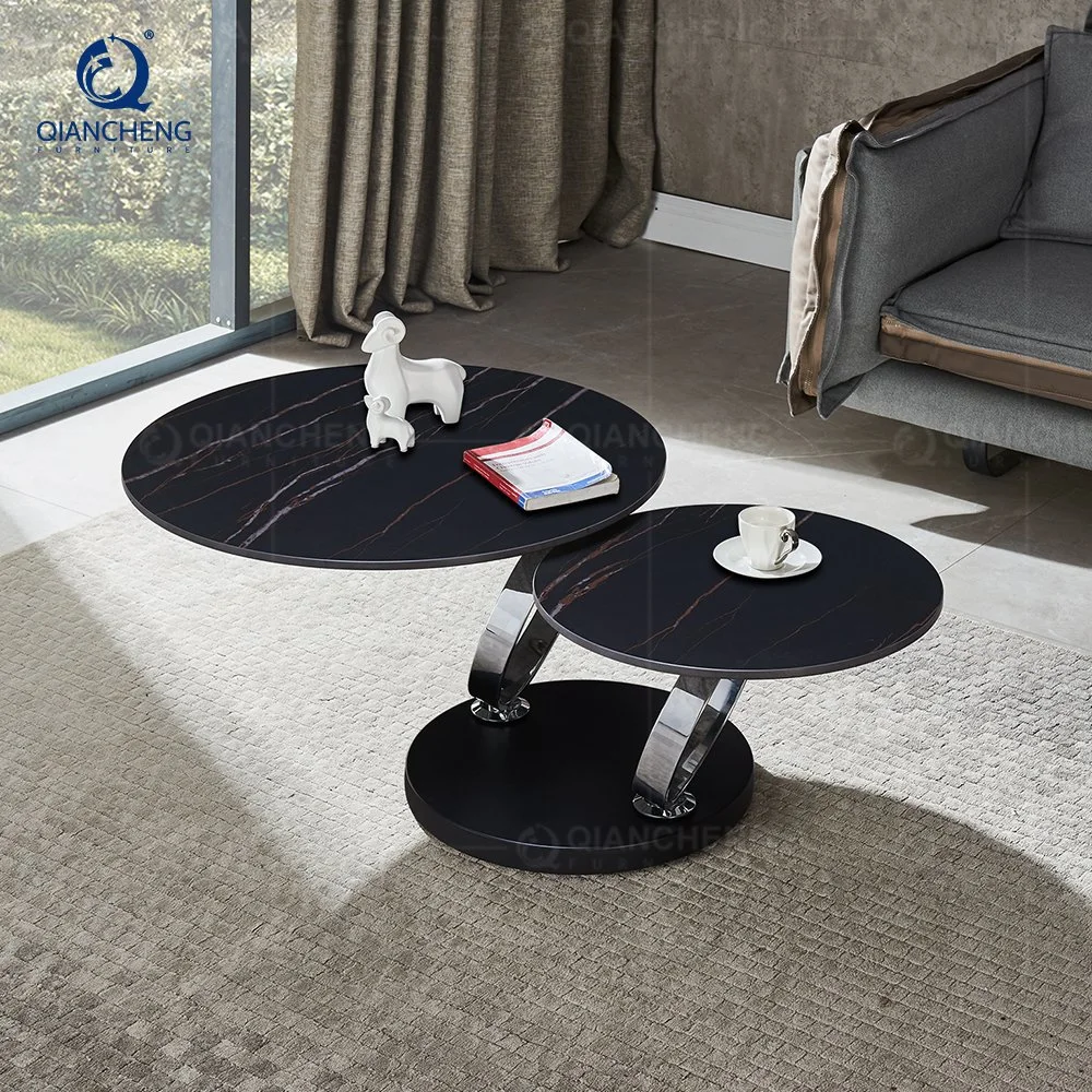 Fashionable New Hotel Furniture Sofa Table Round Black Adjustable Metal Coffee Table