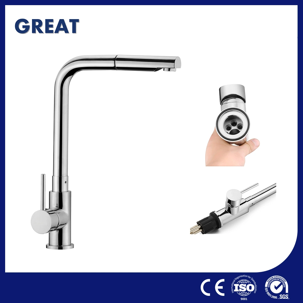 Great Kitchen Faucet Factory OEM Customized Wall Mount Kitchen Faucet with Sprayer Gl90101A40 Chrome Pull-out Kitchen Faucet China Modern Style Kitchen Faucet