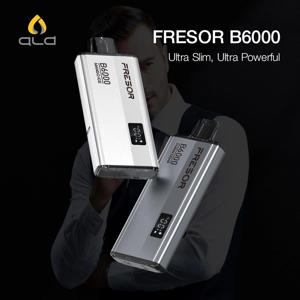 Sous Ohming meilleure première bouffée Fresor B6000 Vape jetables stylo avec 18,2 W/maille double bobine/l'écran numérique Afficher état Eliquid