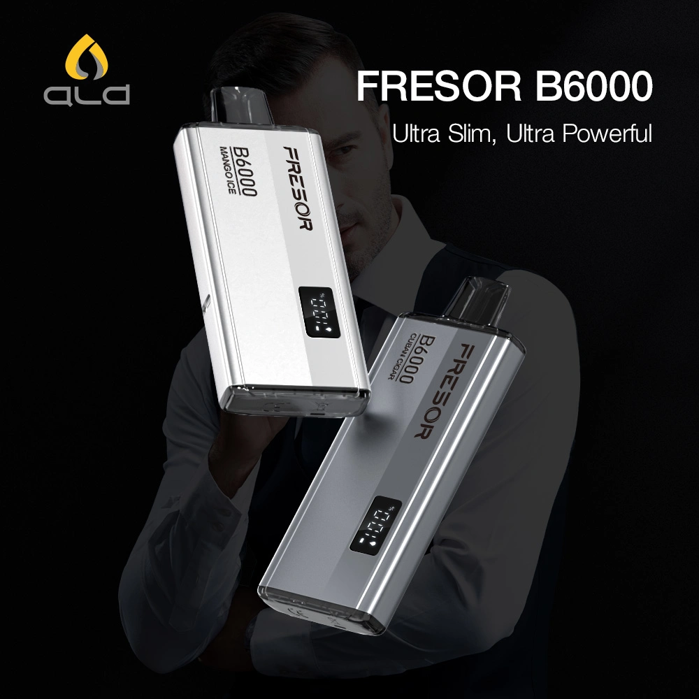 Sub Ohming mejor primera bocanada Fresor B6000 Vape desechables Pen con 18,2W/doble bobina de malla/Digital Pantalla muestran Eliquid estado