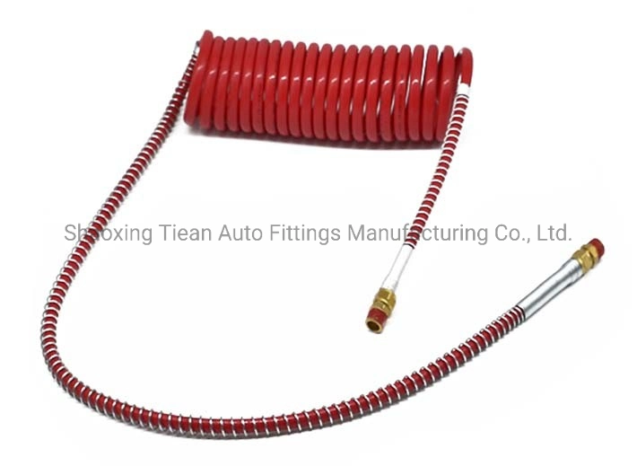 15FT Air Hose Set Assembly Red & Blue, with 48 Inch Leads, Long Tails Double Layer, Nylon Tube, Pneumatic Coils