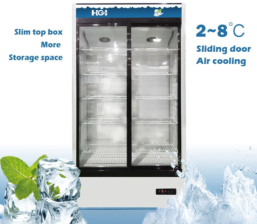 Commercial Glass Double Door Display Freezer Cold Drink Freezer Lsc-660y