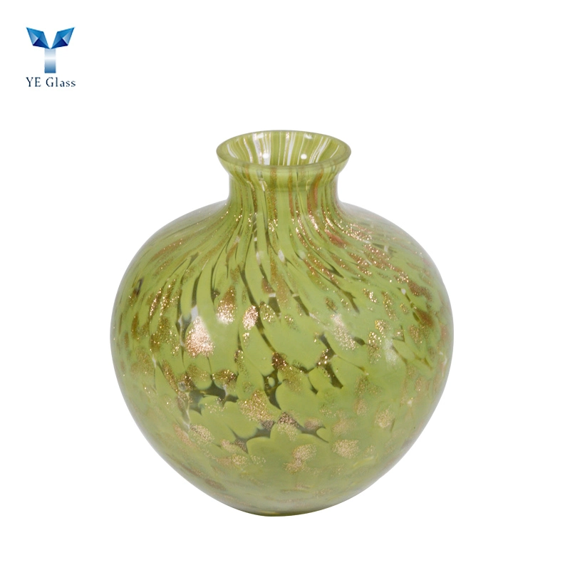 Blown Glass Flower Vase Morden Art Green Glass Vases for Home Decor