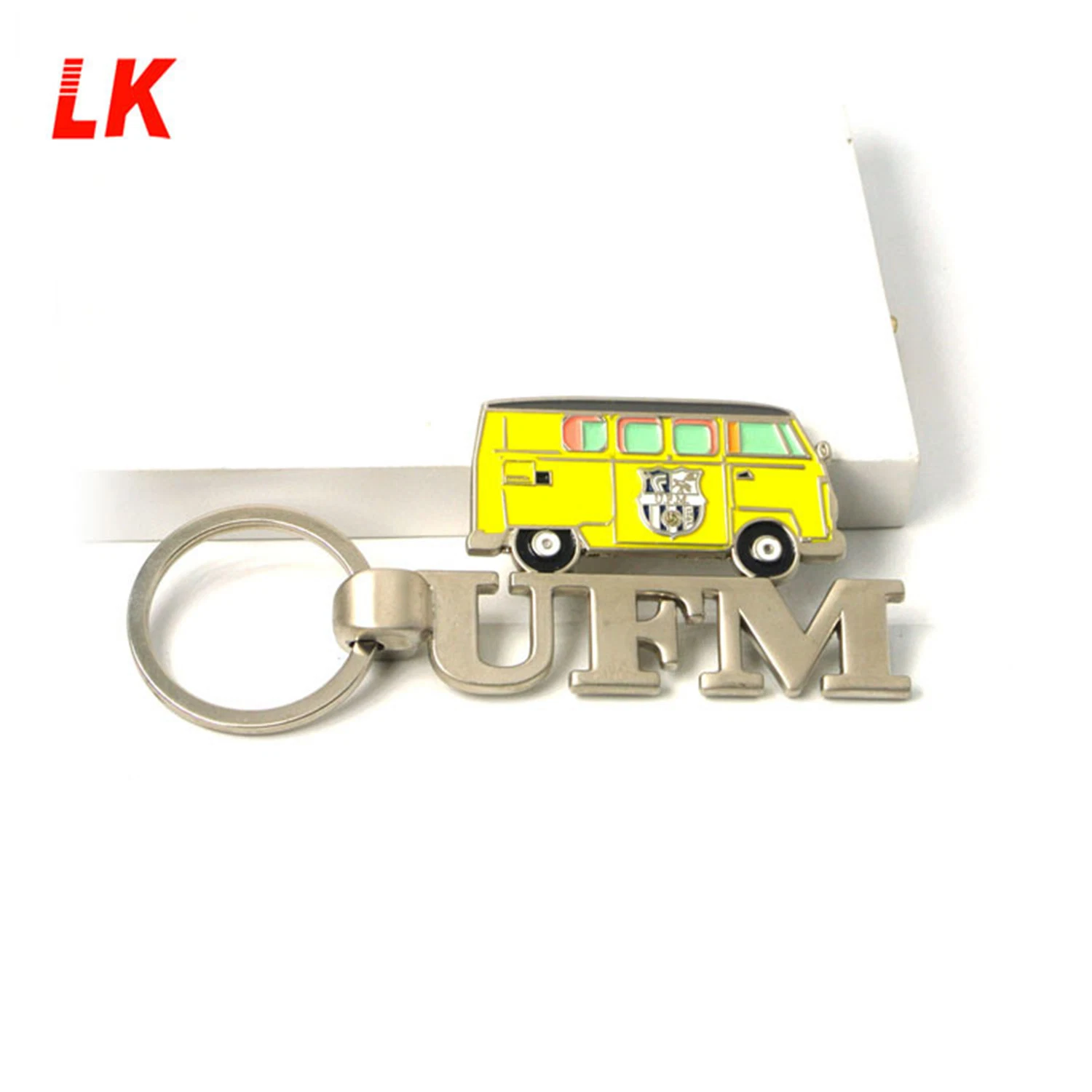 Custom Logo Die Cast Metal Keychain Key Rings with Link Chain