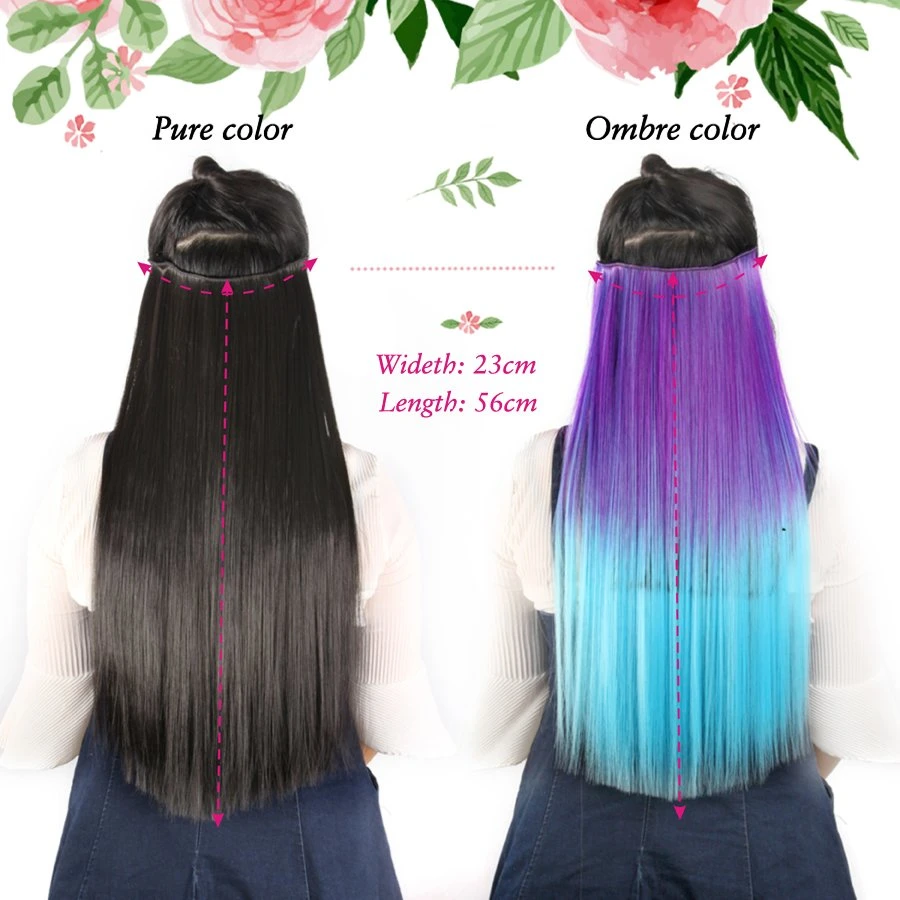 Heat Resistant Fiber Synthetic Hair Pieces One Piece 5 Clips in Hair Double Drawn Thick Ends Clip in Hair Extension