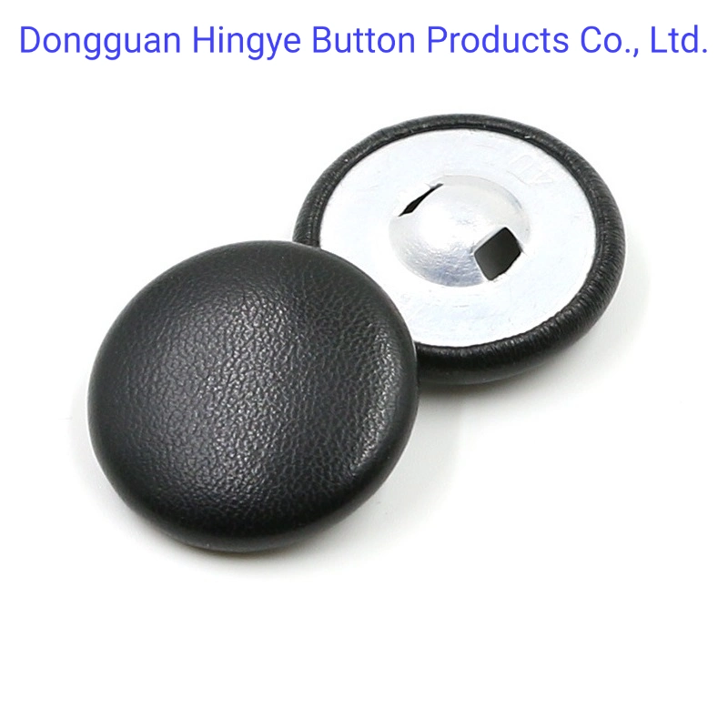 PU Fabric Cover Button Fake Leather Covered Metal Shank Button for Women's Garment Accessories