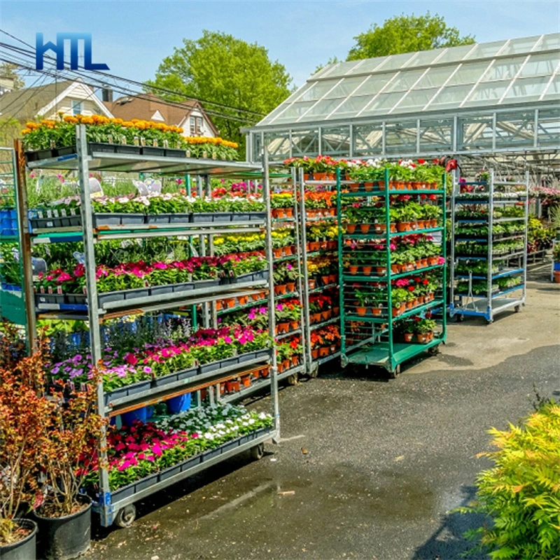 Industry Transport Display Metal Flower Trolley with Wheels