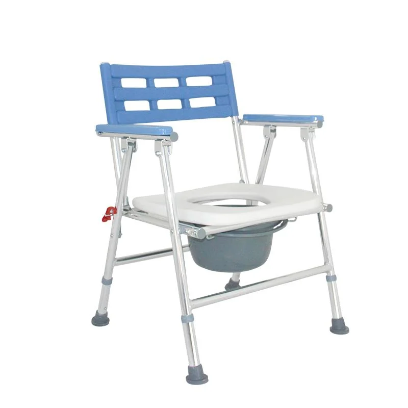 Le pliage des fournitures de soins de santé Personnes âgées réglable Potty commode Président tabouret de bain Douche Chaise en aluminium