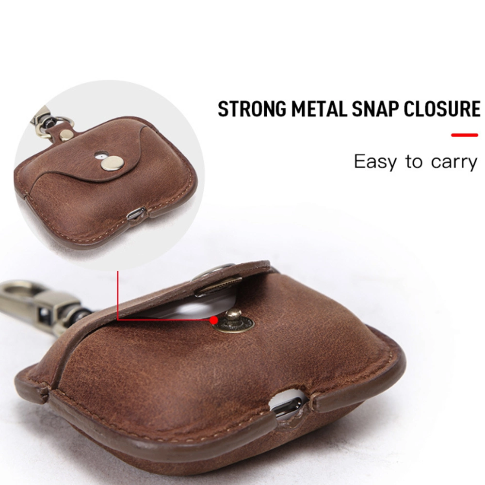 Metall Knopf-Verschluss Taschen Fälle Echtes Leder Wireless Ohrhörer-Fall
