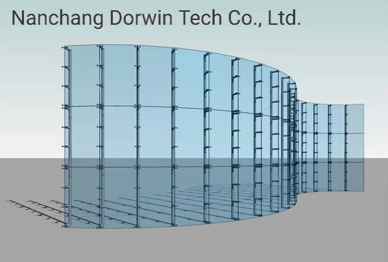 Curved Glass Curtain Wall Building Mirror Finish One Way Reflective Glazing Facade with Aluminum Structure