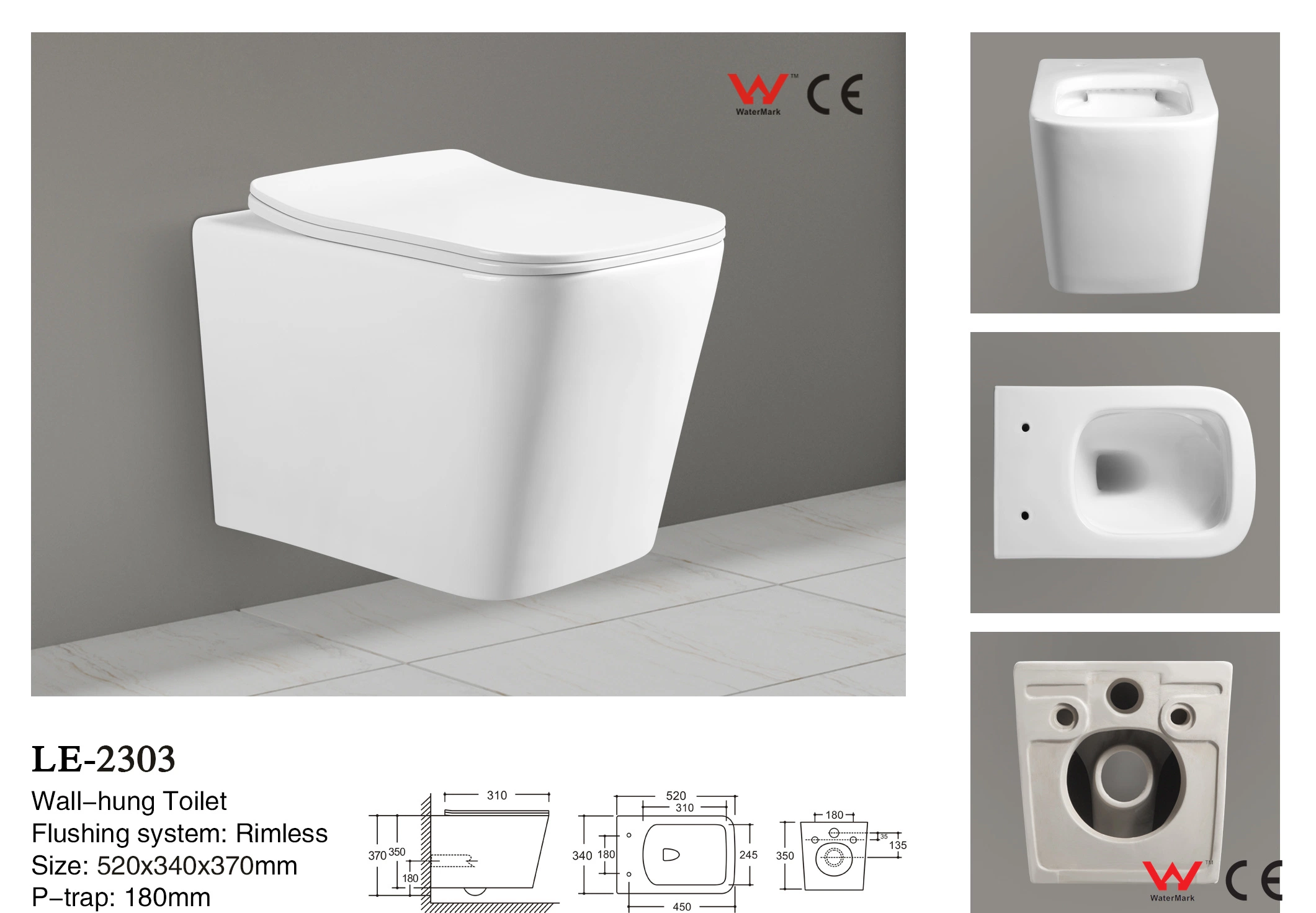 Amazon Hot Sale Wall Hung Toilet Color Australian Standard Le-2004