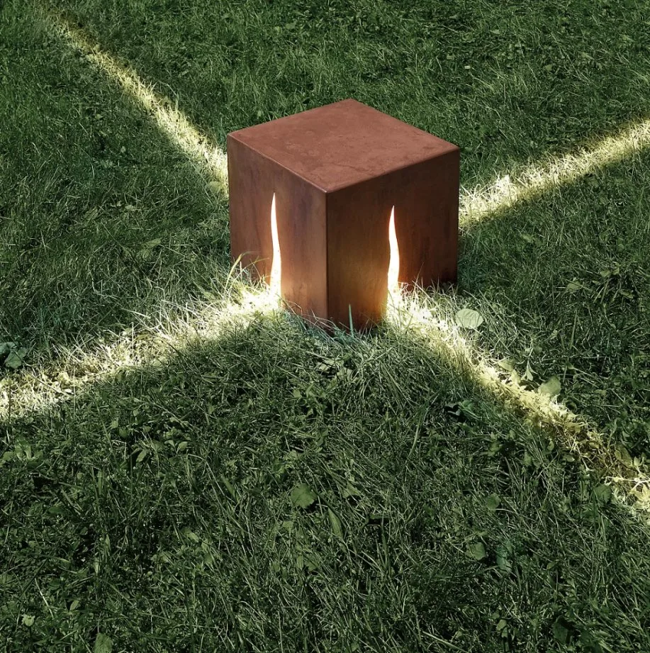 Columna luminosa decorativa exterior Rusty Corten Acero Decorativa Circular redonda Caja de luz