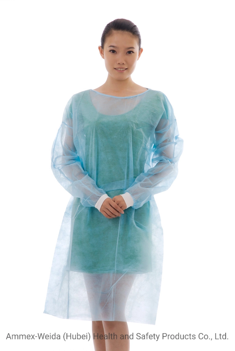 Prevent Bacterial and Virus Disposable Medical Use PP Isolation Gown with Knitted Wrist