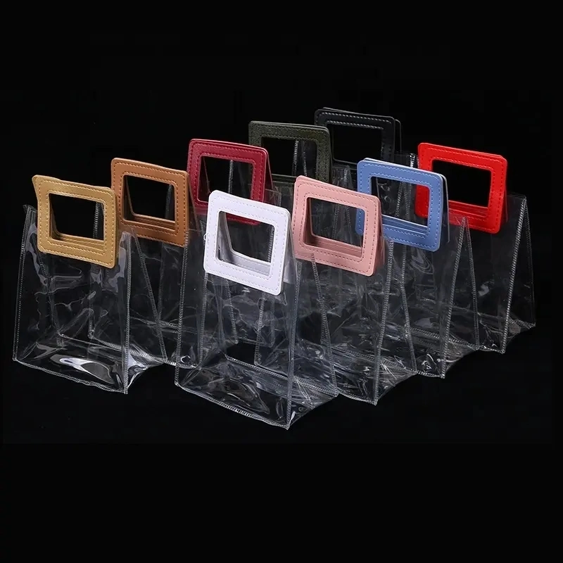 Hot Sale Waterproof Transparent Clear PVC Plastic Beach Tote Bag Holographic PVC Hand Gift Bag