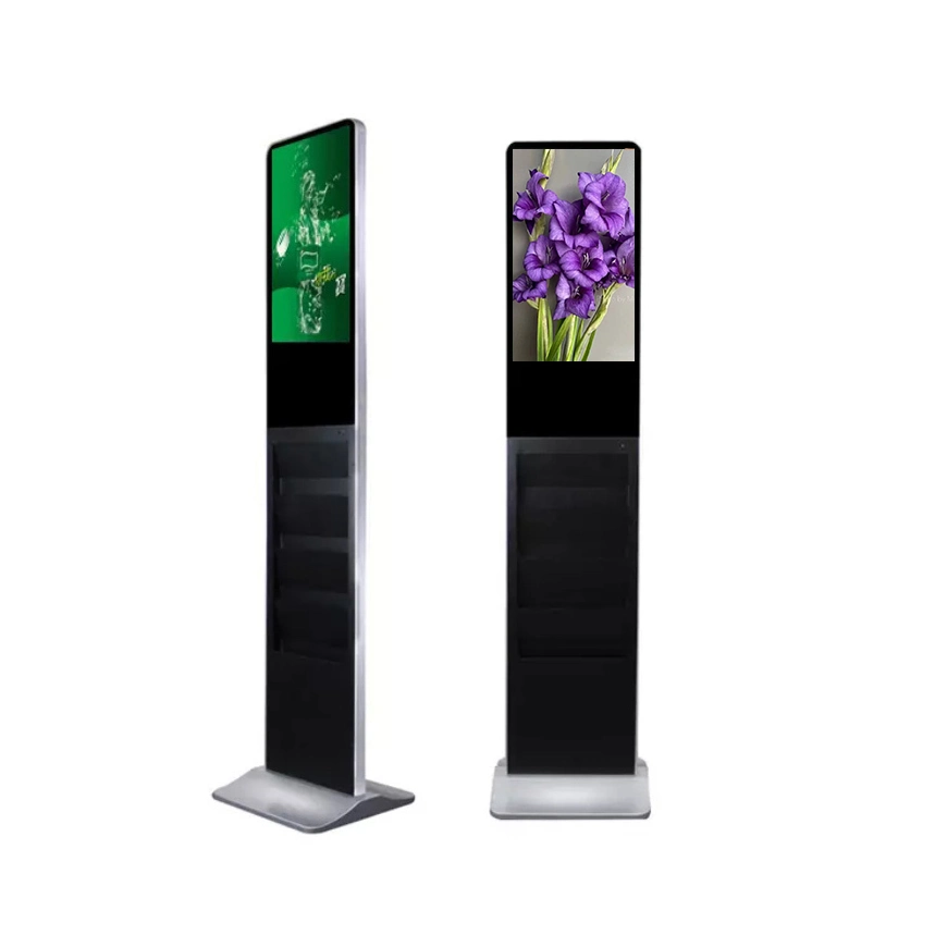 21.5 Inch Floor Stand Digital Signage Magazine Holder Network Advertising LCD Display