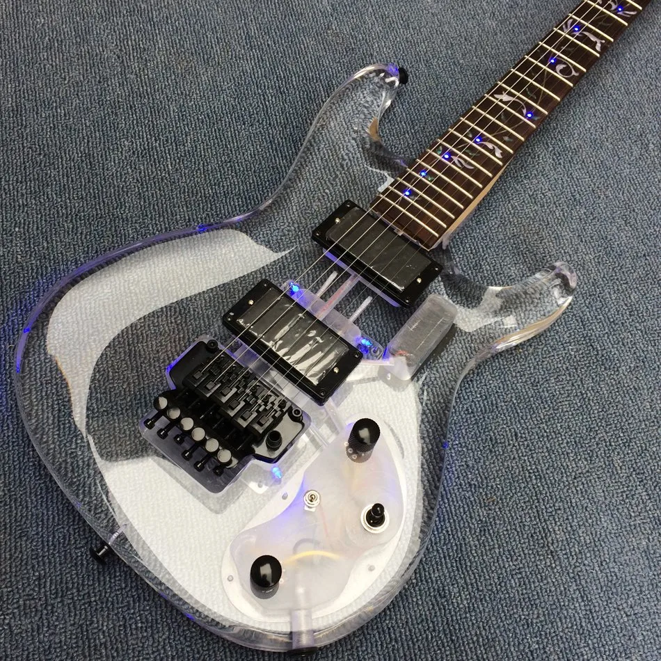 Acrílico OEM personalizada Guitarra eléctrica luces LED Muñeca aceptar cambios de forma